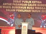 Cagub Melki Laka Lena dan Cawagub Johni Asadoma di Debat Pamungkas, Rabu malam.